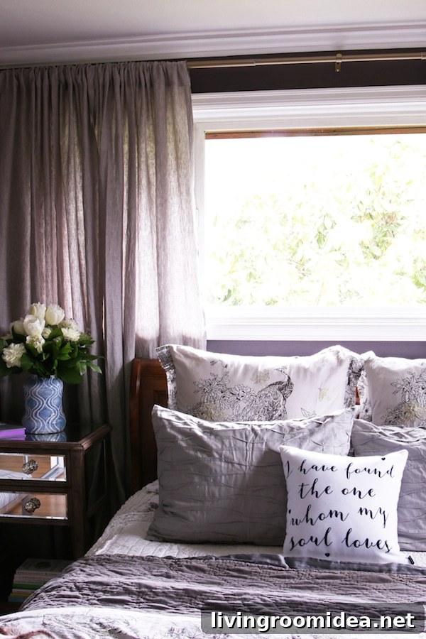 Black Frosted Plum Wall Color - Dark and Cozy Bedroom from The Inspired Room