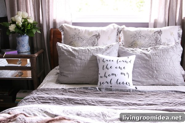 Master Bedroom Reveal: Black Frosted Plum Accent Walls Tour 4 Black Frosted Plum Wall Color - Dark and Cozy Bedroom from The Inspired Room