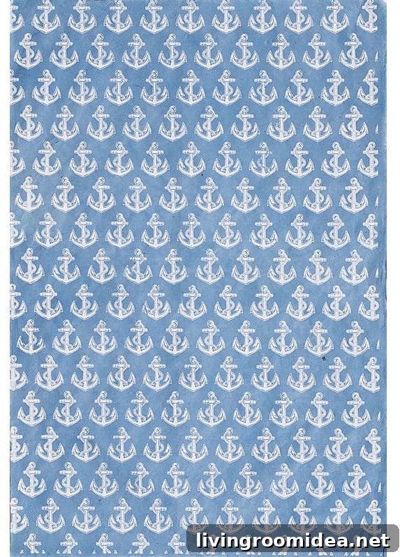 Blue and White Anchor Pattern - Easy and Inexpensive DIY Artwork