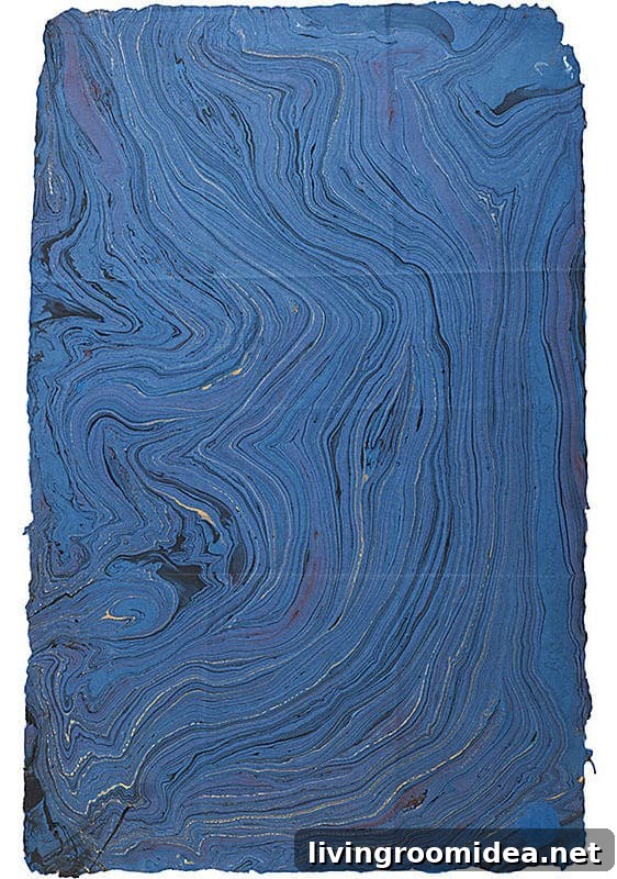 Navy Blue Marbleized Paper - Easy and Inexpensive DIY Artwork
