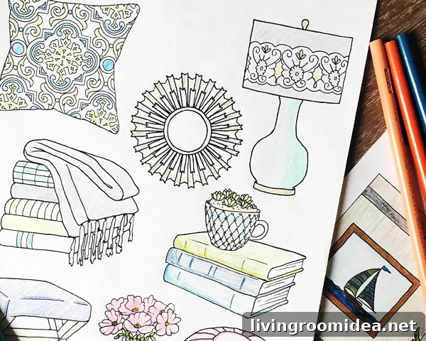 Home Decor Coloring Book: Inspired Room Designs to Color 3 The Inspired Room - Home Decor Coloring Book
