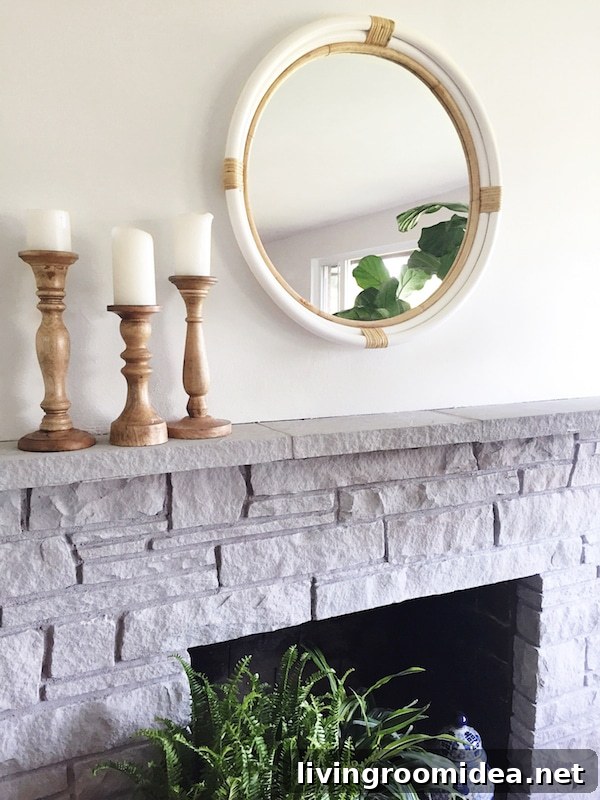 Painted Stone Fireplace Makeover Ideas to Modernize Your Hearth 6 The Inspired Room - Stone Fireplace Painted with Chalk Paint - Paris Grey