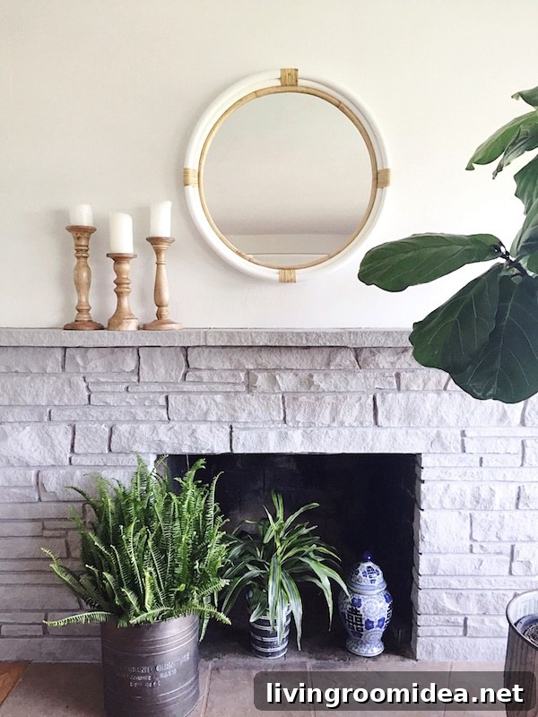 Painted Stone Fireplace Makeover Ideas to Modernize Your Hearth 7 The Inspired Room Painted Stone Fireplace - Paris Grey