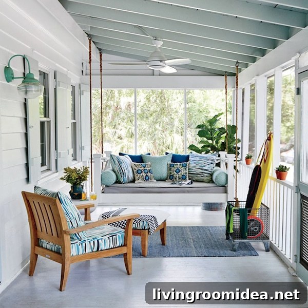 Outdoor Daybed Porch Swing - Design by Cortney Bishop - Coastal Living