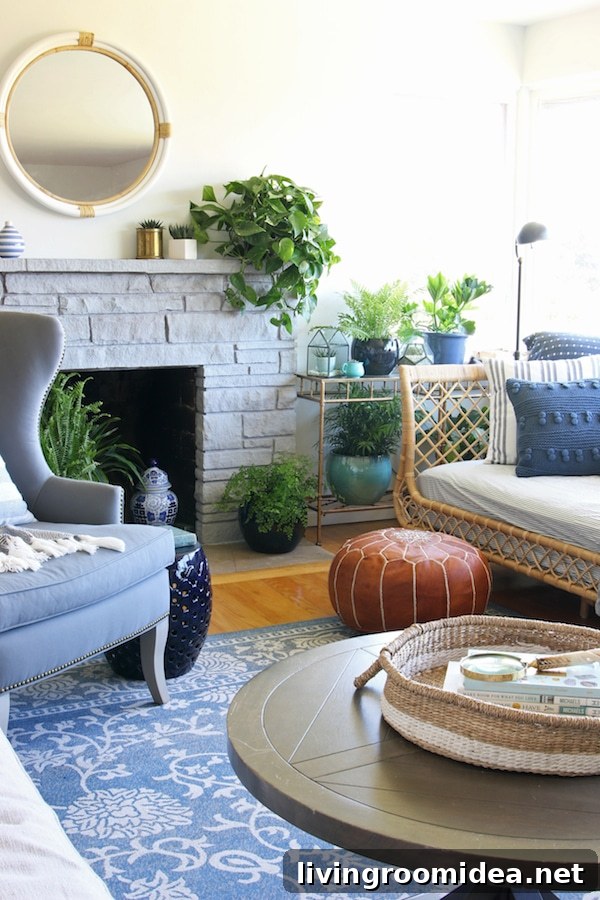 Rattan Daybed: Cozy Window Corner for Relaxing Views 5 Living Room with Rattan Daybed - The Inspired Room blog