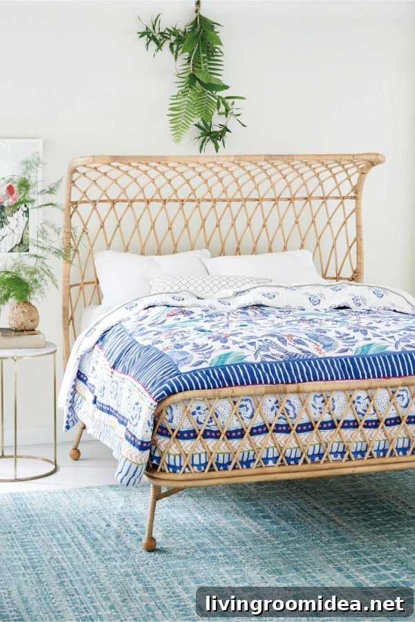 anthropologie rattan bed