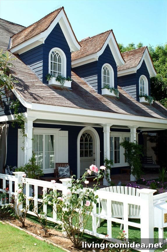 Kitchen, Bathroom and Curb Appeal Ideas for Monday Inspiration 4 Navy Blue House with White Trim / AZEK Products