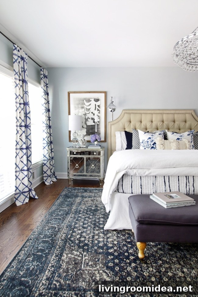 Blue and White Bedroom Rug The Hunted Interior