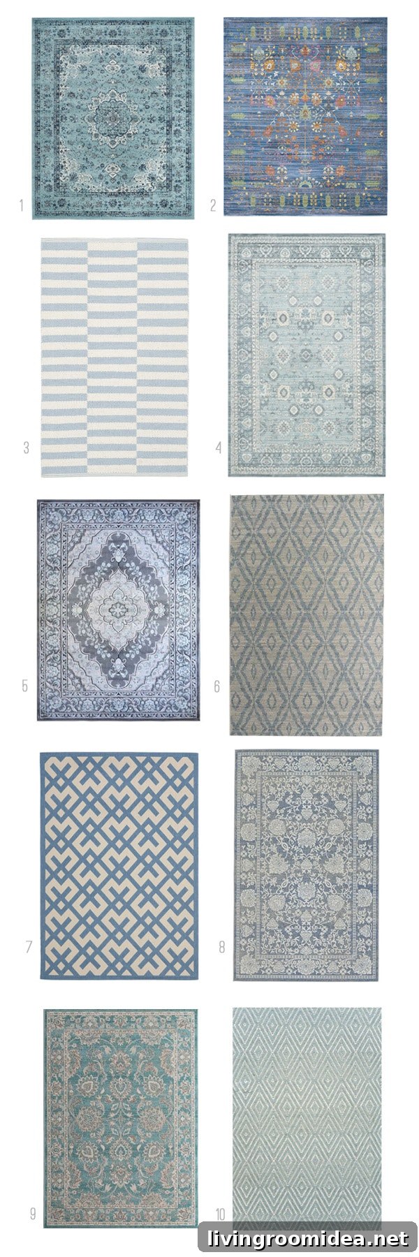 Blue Patterned Statement Rugs: Inspired Designs for Bold Spaces 8 Blue Patterned Rug Round Up - The Inspired Room