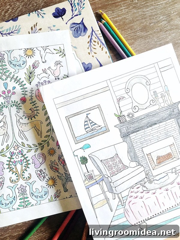 Home Decorating Coloring Book: You're Invited to Style Your Space 4 The Inspired Room Adult Coloring Book for House and Home Lovers