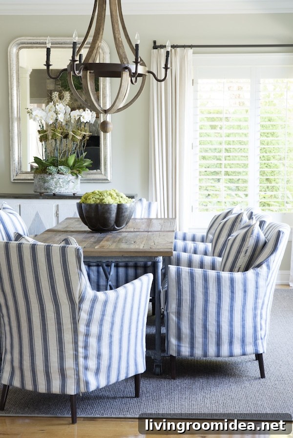 Finding the Perfect Design Balance: Getting to Know You 3 Sam Allen Interiors - Blue and White Ticking Stripes Dining Room
