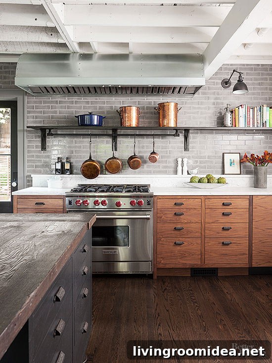Wood Kitchen Cabinets with Black Hardware