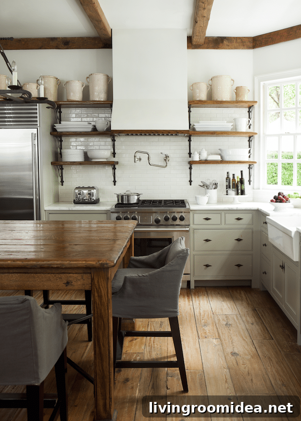 Kitchen open shelves add charm and character to a kitchen. Click through for other ways to incorporate open shelving in a kitchen.