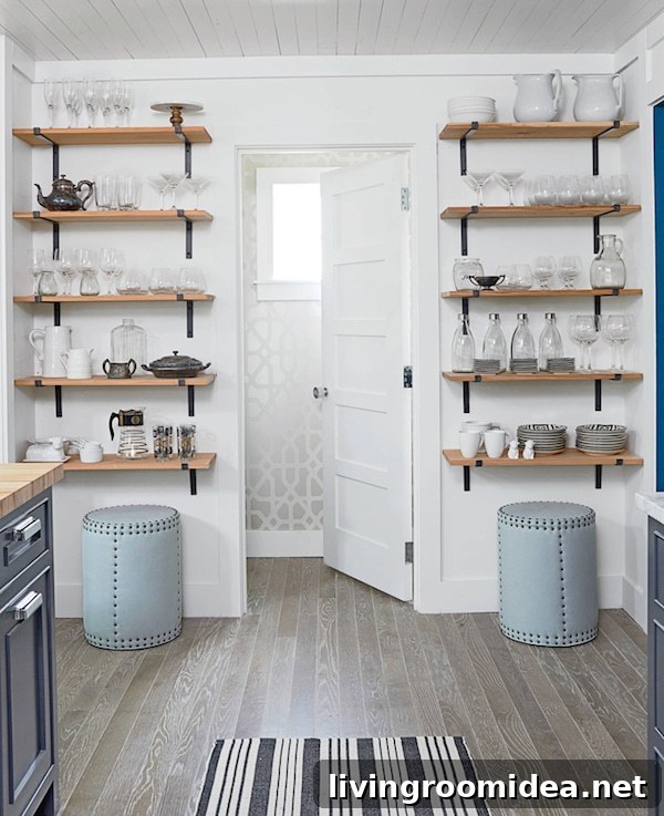 Kitchen open shelves add charm and character to a kitchen. Click through for other ways to incorporate open shelving in a kitchen.