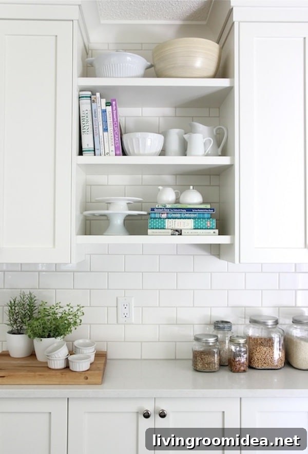 Kitchen open shelves add charm and character to a kitchen. Click through for other ways to incorporate open shelving in a kitchen.