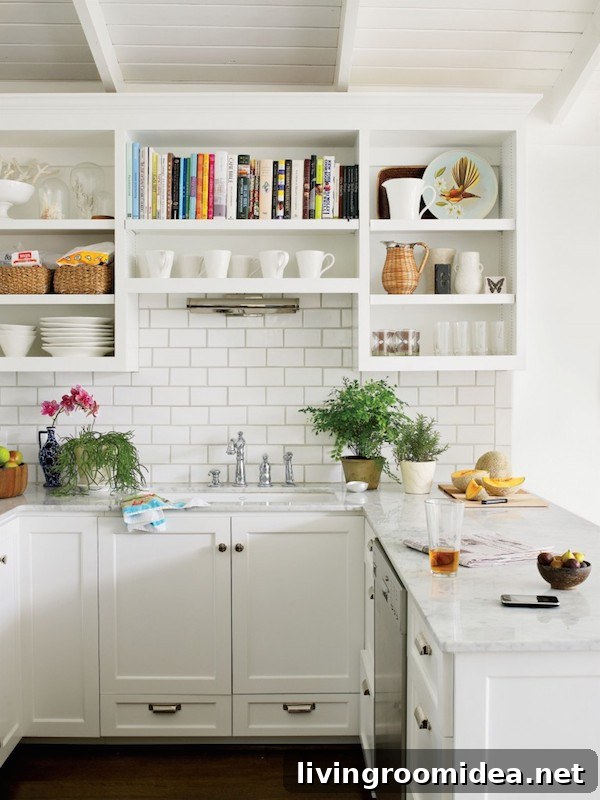 Kitchen open shelves add charm and character to a kitchen. Click through for other ways to incorporate open shelving in a kitchen.