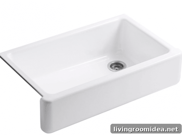 Kohler Whitehaven Apron front cast iron sink - Click through to the post for more inspiration on farmhouse sinks!