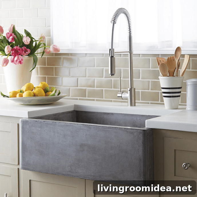Farmhouse Stone Kitchen Sink - Source is linked in the post with a round up of other beautiful inspiration sinks and ideas for kitchen design!