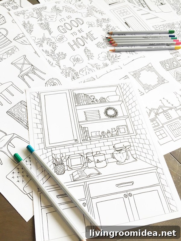Home Decorating Adult Coloring Book by The Inspired Room