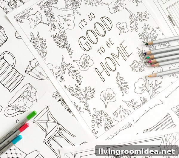 Home Decorating Adult Coloring Book - by The Inspired Room
