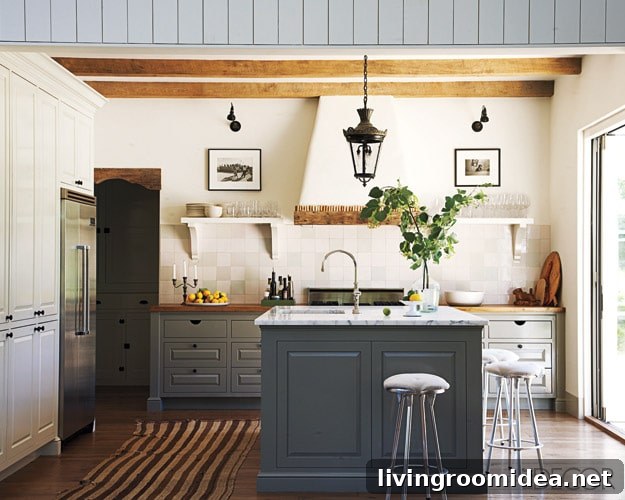 Beautiful Kitchen with Covered White and Wood Range Hood