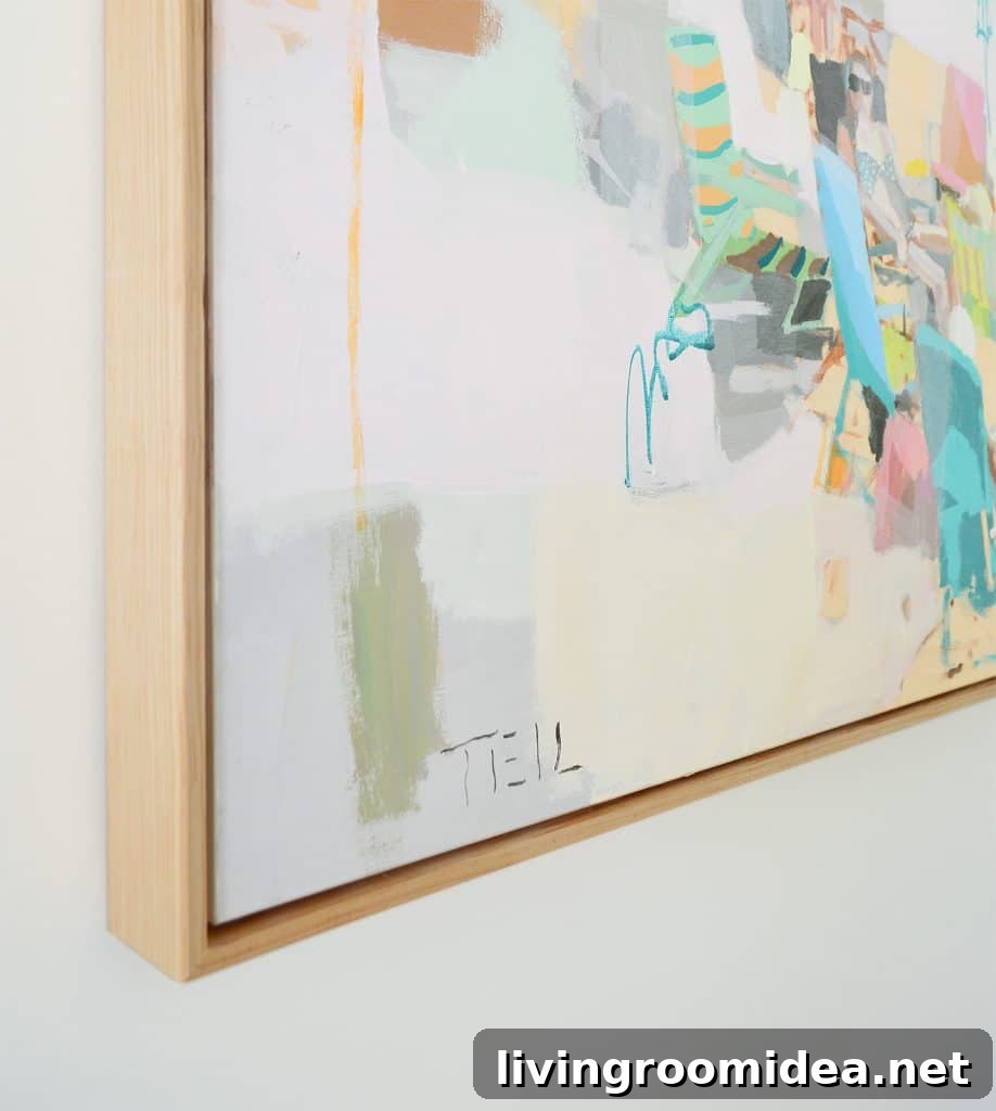 DIY Pine Float Frame Around Painted Canvas Artwork