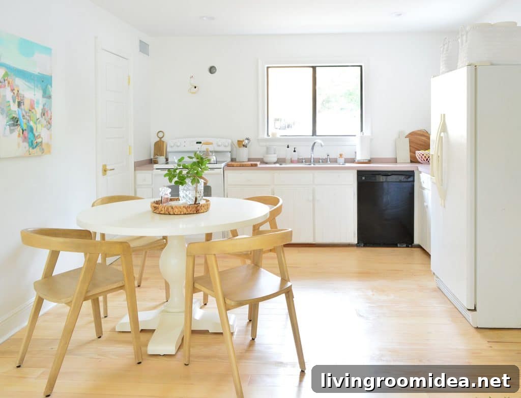 Before Photo of Minimal White Kitchen After Move In