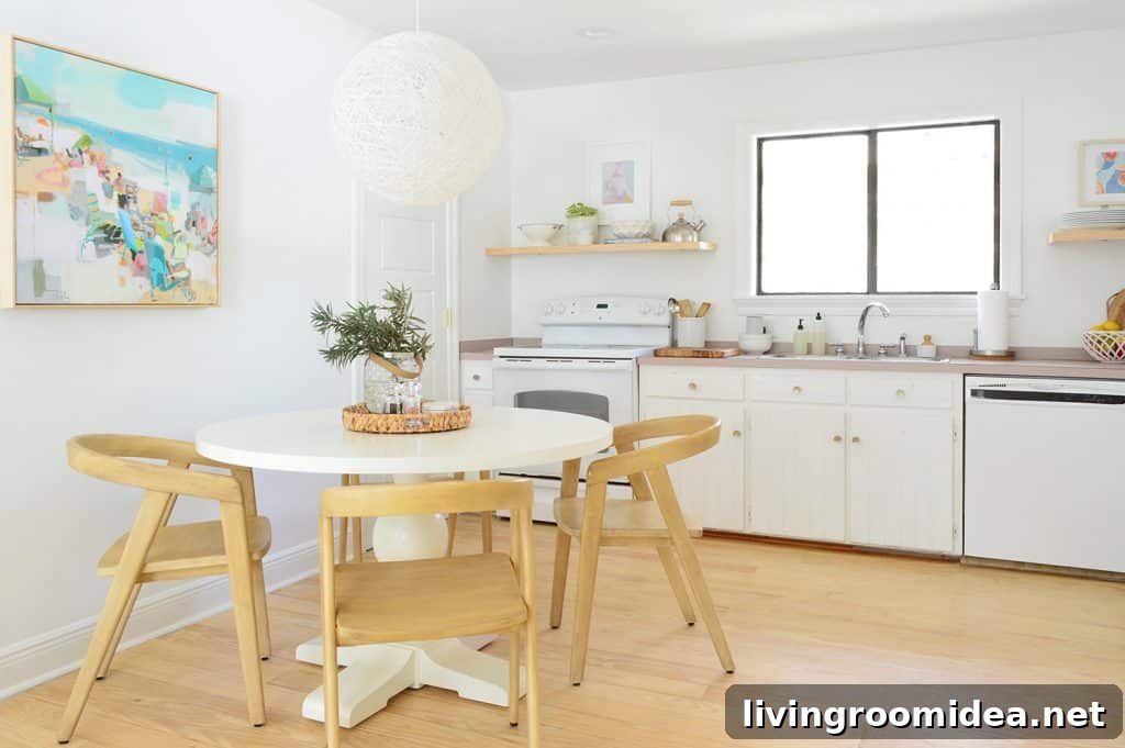 MInimal Kitchen With New Woven Globe Pendant From Pottery Barn Teen