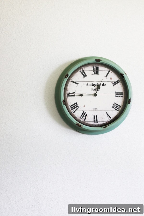 Small Bedroom Makeover - Teal Wall Clock - The Inspired Room