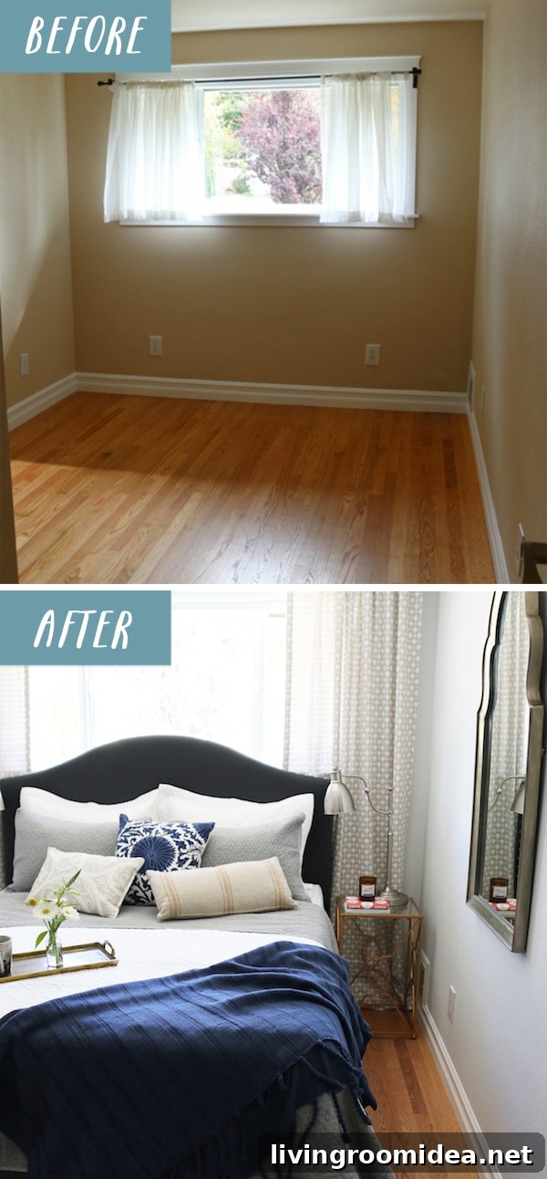 Small Bedroom Makeover - Before and After by The Inspired Room