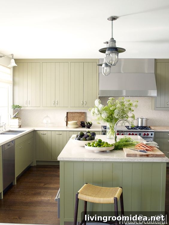 Sage Green Kitchen - A round up of inspiration for colored kitchen cabinets