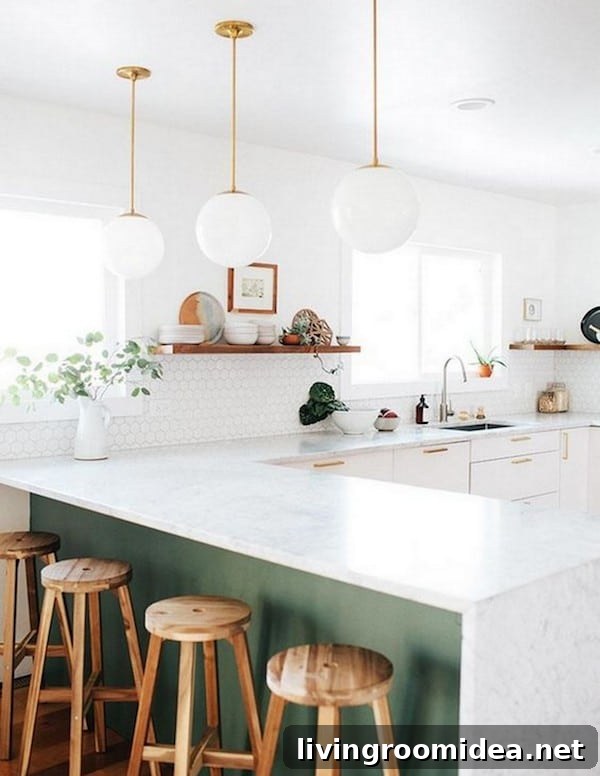 8 Showstopping Kitchen Design Ideas to Transform Your Space 6 Light Green White and Wood Kitchen - Green Gray Cabinets - Click through for 8 showstopping elements for a kitchen design!