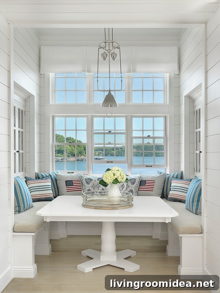Nautical Style Breakfast Nook Amy Studebaker Design - Click through for more coastal style room!