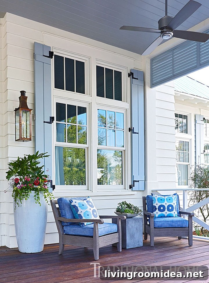 Coastal Home Decor Ideas for Independence Day Celebrations 9 Coastal Porch Traditional Home - Click through for more beautiful coastal rooms!