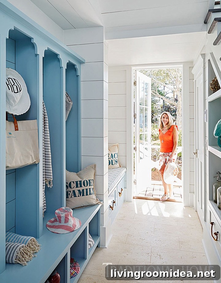 Coastal Home Decor Ideas for Independence Day Celebrations 10 Coastal Style Nautical Mudroom Traditional Home - Click through for more beautiful coastal rooms!