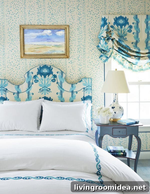 Blue and White Bedroom Design