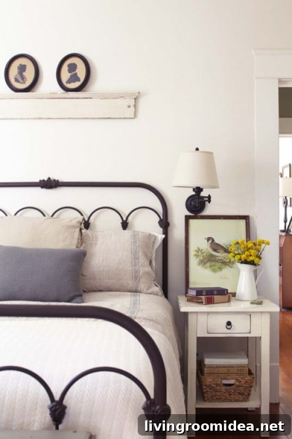 9 Creative Ideas for Decorating the Wall Above Your Bed 4 Farmhouse Style Bedroom - Iron Bed