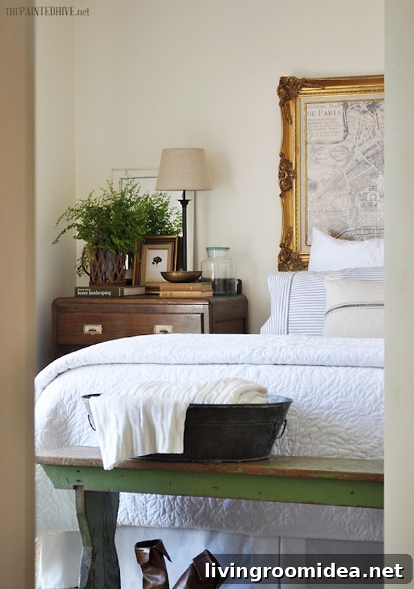 9 Creative Ideas for Decorating the Wall Above Your Bed 6 Framed Map Above Bed - The Painted Hive Bedroom