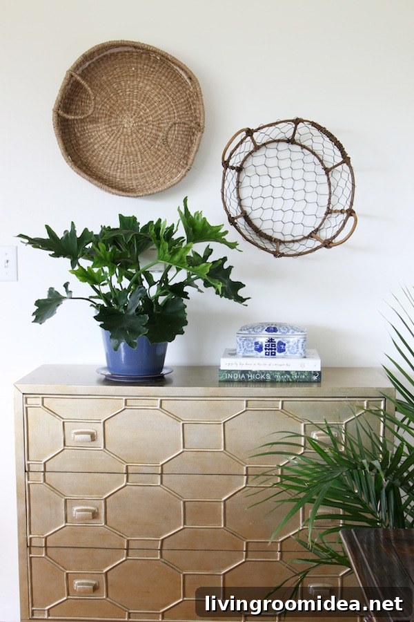 Baskets hung on the wall - The Inspired Room