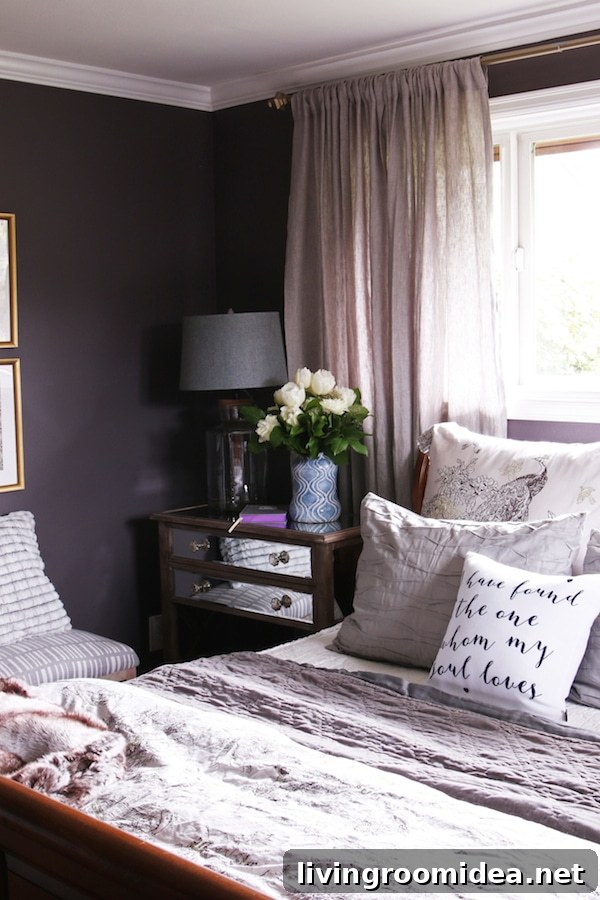 Charcoal Plum Master Bedroom - The Inspired Room blog 
