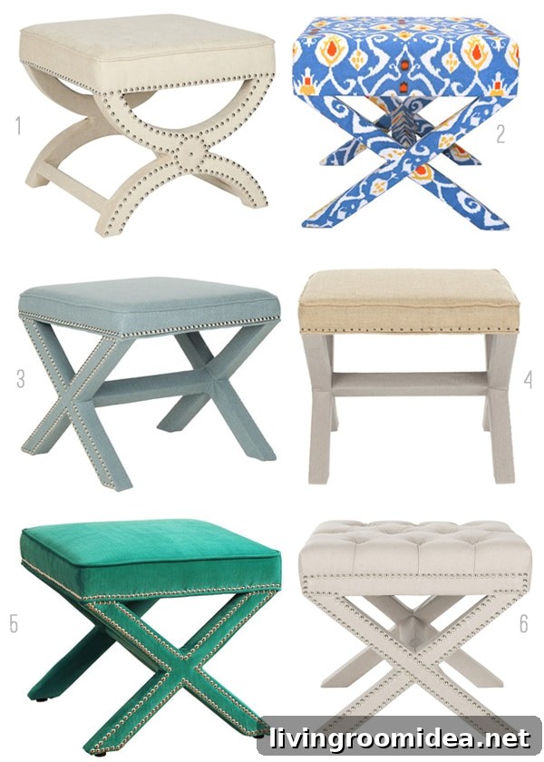 X Benches and Ottomans - The Inspired Room blog
