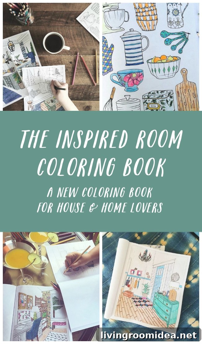 The Inspired Room Home Decorating Coloring Book - Interior Design Adult Coloring Book