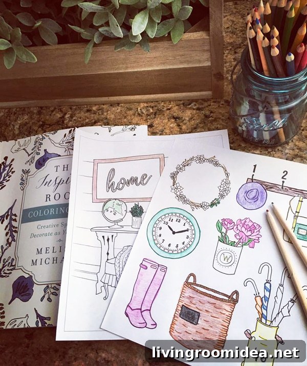 Celebrate National Coloring Book Day: Free Pages & Tips 7 The Inspired Room Coloring Book - An Interior Design Coloring Book