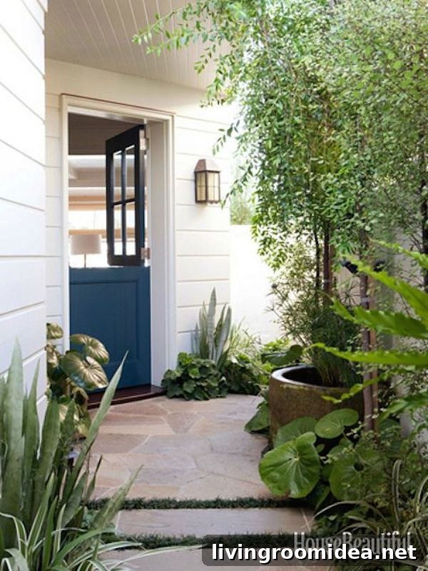 Blue Dutch Door on a White House