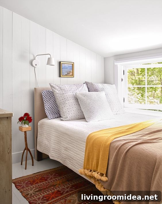 Small Bedroom Decorating - White Shiplap Walls - Tiny Cottage In Maine Tour
