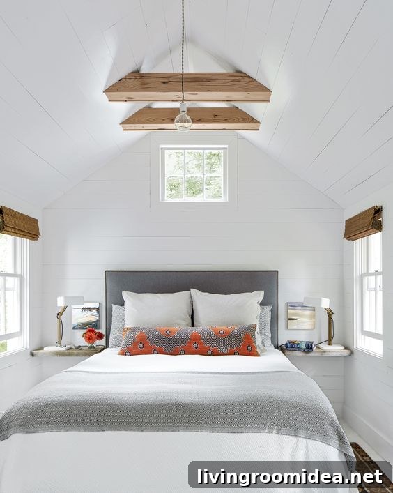 Charming New England Cottage Tour: Cozy Coastal Home Walkthrough 8 Small bedroom inspiration - white shiplap paneling - Tiny Cottage In Maine Tour