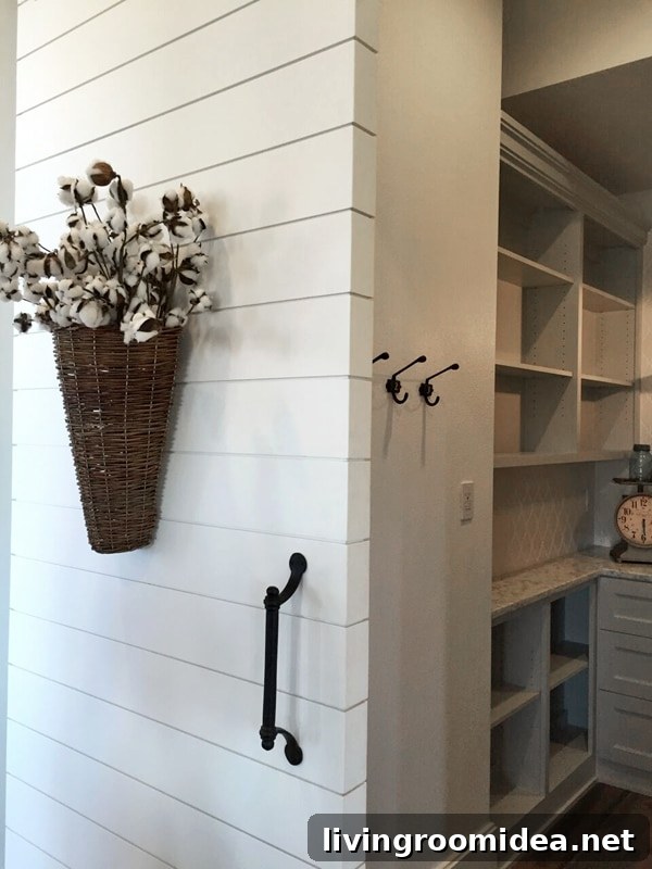 Butlers Pantry with Shiplap Barn Door - Farmhouse Street of Dreams