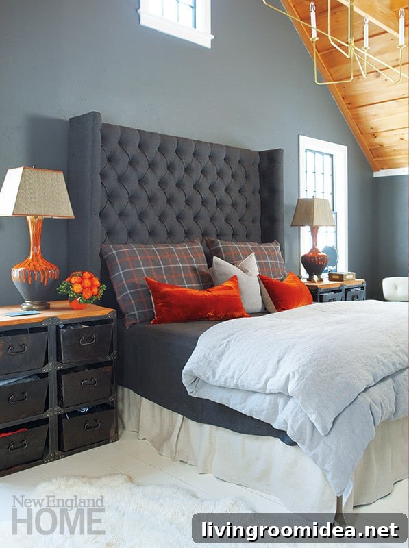 charming-and-cozy-bedroom-with-tufted-headboard-and-plaid-pillows