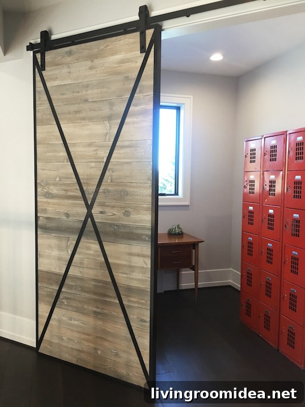 Inspiration from the Street of Dreams: Creative Urban Design Ideas 14 barn-door-with-red-storage-lockers