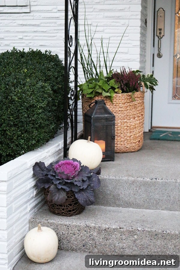 Click through to see a fall house tour of this small white brick cottage with eclectic coastal farmhouse style. 